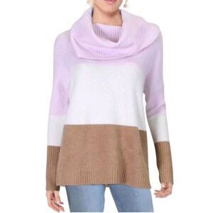 French Connection Color Block Cowl Neck Sweater Pullover Knit Top Size Medium